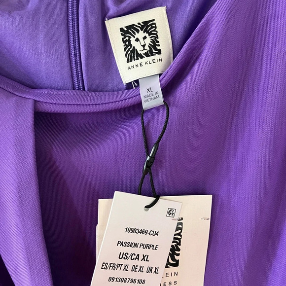 NWT Anne Klein Midi Faux Wrap Dress With Ring Hardware in Passion Purple XL - Picture 5 of 7